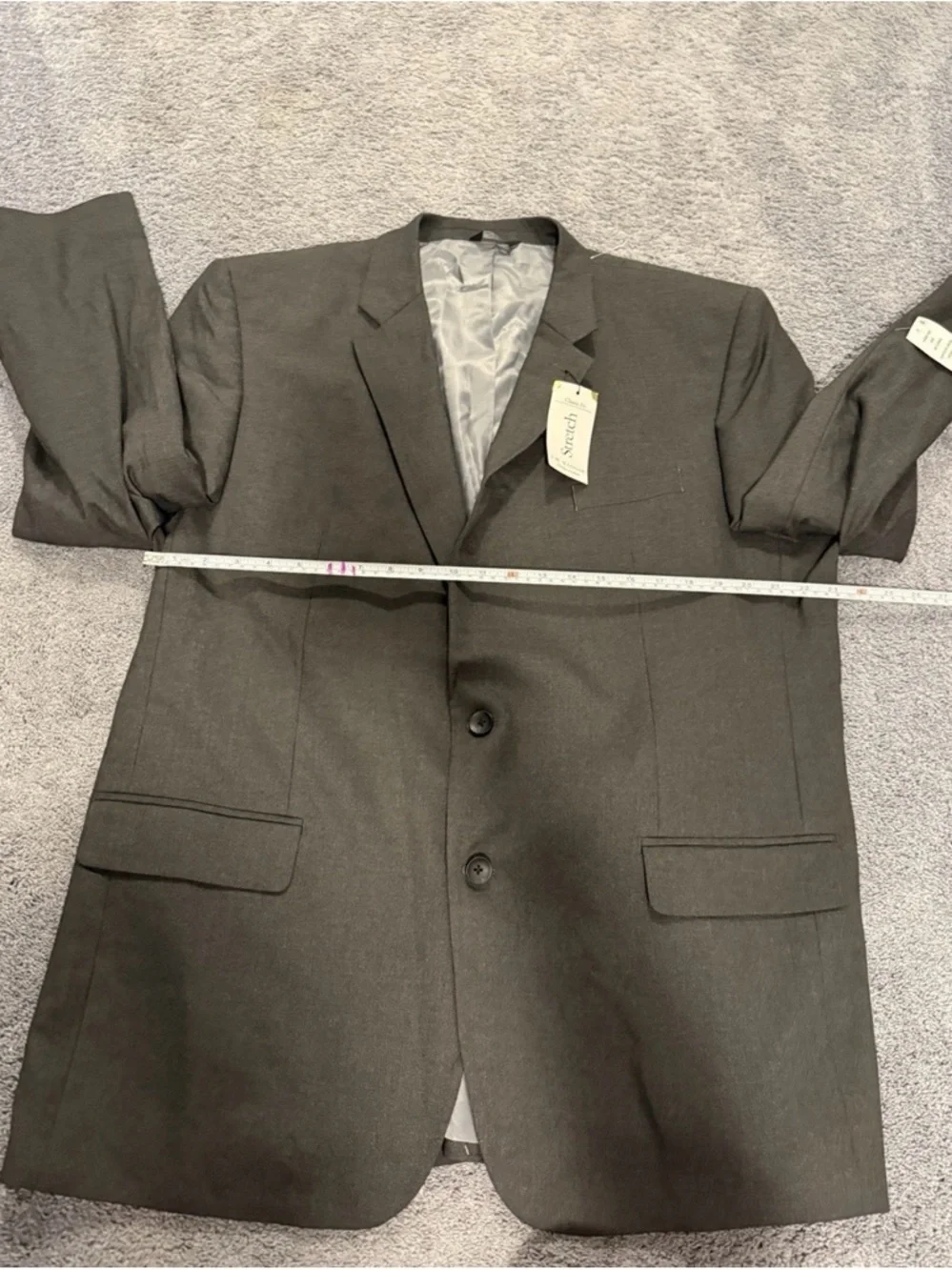 NWT JM Haggar Suit Jacket Mens Size 48L Dark Gray Premium Stretch Classic Fit